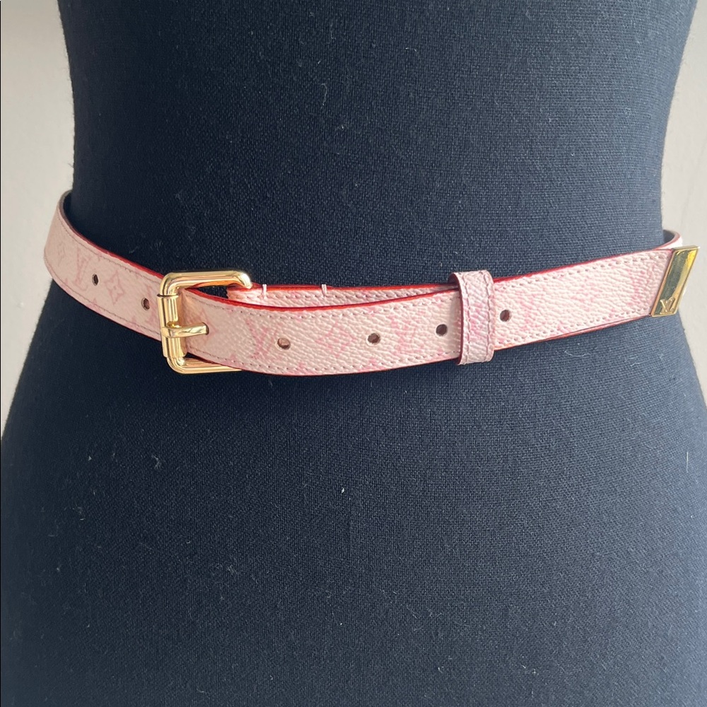 Elegant Pink Belt with Gold Buckle